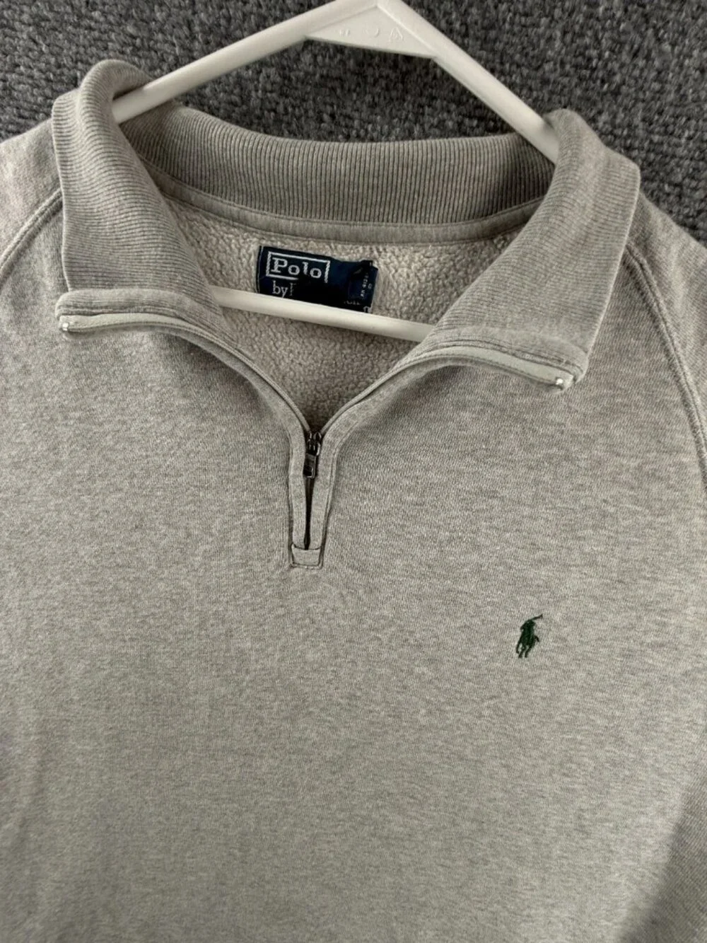 Polo Ralph Lauren Sweater 1/4 Zip XXL Contrast Trim Cotton Acrylic Blend Gray